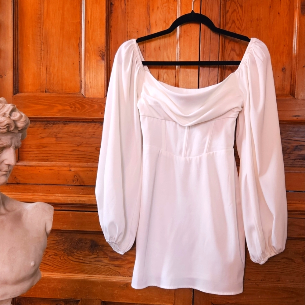 Romantic Princess Poly XX design,Juliette Short White Dress With Bell Sleeves.